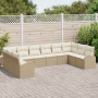 Conjunto de sofá de jardín de 10 piezas con cojines Beige Ratán sintético de , Sofás de exterior - Ref: Foro24-3354890, Preci...