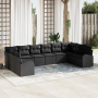 Juego de sofá de jardín de 10 piezas con cojines de ratán poli negro by , Outdoor sofas - Ref: Foro24-3354892, Price: 645,40 ...