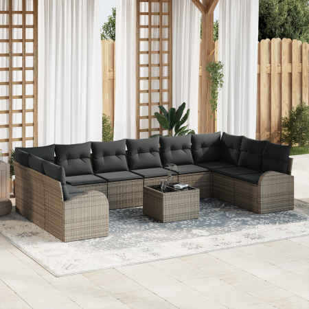 Juego de Sofá de Jardín de 10 Piezas con Cojines Negros de Ratán de , Sofás de exterior - Ref: Foro24-3354898, Precio: 653,45...