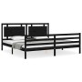 Bed frame with black solid wood headboard 200x200 cm by vidaXL, Beds and slatted bases - Ref: Foro24-3194075, Price: 186,21 €...