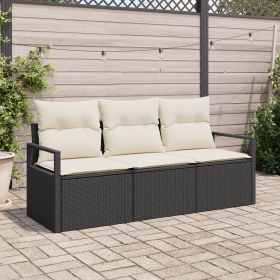 Juego de Sofá de Jardín de 3 Piezas con Cojines Negro Poliratán de , Sofás de exterior - Ref: Foro24-3354906, Precio: 226,48 €