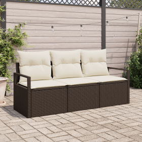 Conjunto de Sofá de Jardín de 3 Piezas con Cojines Marrón Poliratán de , Sofás de exterior - Ref: Foro24-3354907, Precio: 230...