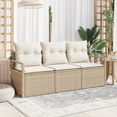 Juego de Sofá de Jardín de 3 Piezas con Cojines Beige Ratán Sintético by , Outdoor sofas - Ref: Foro24-3354910, Price: 272,84...