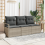 Conjunto de Sofá de Jardín de 3 Piezas con Cojines Gris Claro Poliratán | Foro24.es | Tu tienda online para hogar, jardín y más Foro24.es