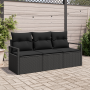 Conjunto de Sofá de Jardín de 3 Piezas con Cojines Negro Ratán Poli | Foro24.es | Tu tienda online para hogar, jardín y más Foro24.es