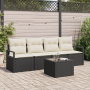 Conjunto de Sofás de Jardín  de 5 Piezas con Cojines Negro de Rattan Poliéster | Foro24.es | Tu tienda online para hogar, jardín y más Foro24.es