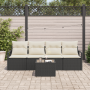 Conjunto de Sofás de Jardín  de 5 Piezas con Cojines Negro de Rattan Poliéster | Foro24.es | Tu tienda online para hogar, jardín y más Foro24.es