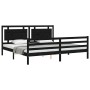 Bed frame with black solid wood headboard 200x200 cm by vidaXL, Beds and slatted bases - Ref: Foro24-3194075, Price: 186,21 €...