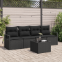 Conjunto de Sofá de Jardín de 5 Piezas con Cojines Negro Poliratán | Foro24.es | Tu tienda online para hogar, jardín y más Foro24.es