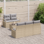 Conjunto de Sofá de Jardín de 6 Piezas con Cojines Beige de Poliratán | Foro24.es | Tu tienda online para hogar, jardín y más Foro24.es