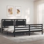 Bed frame with black solid wood headboard 200x200 cm by vidaXL, Beds and slatted bases - Ref: Foro24-3194075, Price: 186,21 €...