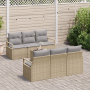 Conjunto de Sofá de Jardín  de 7 piezas con Cojines Beige Poliratán | Foro24.es | Tu tienda online para hogar, jardín y más Foro24.es