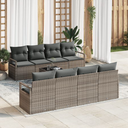 Conjunto de Sofá de Jardín de 9 Piezas con Cojines Gris de Ratán de Polipropileno | Foro24.es | Tu tienda online para hogar, jardín y más Foro24.es