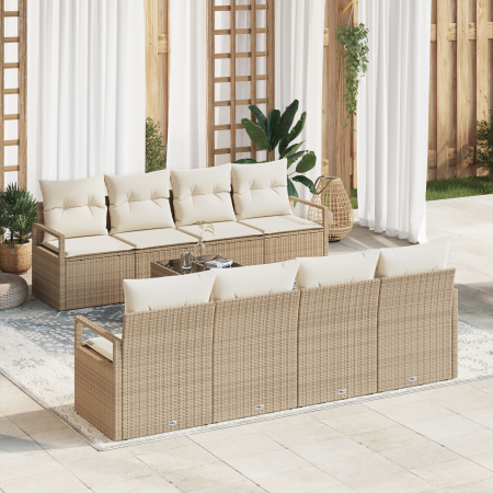 Juego de Sofá de Jardín de 9 Piezas con Cojines Beige Poliratán by , Outdoor sofas - Ref: Foro24-3354980, Price: 682,10 €, Di...