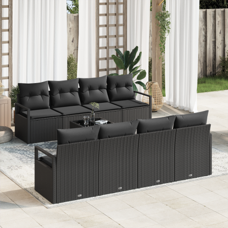 Conjunto de Sofás de Jardín de 9 Piezas con Cojines Negro Ratán Sintético | Foro24.es | Tu tienda online para hogar, jardín y más Foro24.es