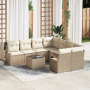 Conjunto de Sofás de Jardín de 9 Piezas con Cojines Beige de Polirratán | Foro24.es | Tu tienda online para hogar, jardín y más Foro24.es