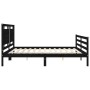 Bed frame with black solid wood headboard 200x200 cm by vidaXL, Beds and slatted bases - Ref: Foro24-3194075, Price: 186,21 €...