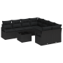 Set de Sofá de Jardín  de 9 Piezas con Cojines Negro Poliratán | Foro24.es | Tu tienda online para hogar, jardín y más Foro24.es