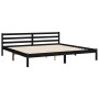 Bed frame with black solid wood headboard 200x200 cm by vidaXL, Beds and slatted bases - Ref: Foro24-3194075, Price: 186,21 €...