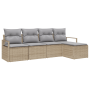 Juego de Sofá de Jardín VidaXL de 5 Piezas con Cojines Beige Ratán Poliéster by , Outdoor sofas - Ref: Foro24-3355009, Price:...