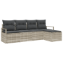 Juego de Sofá de Jardín de 5 Piezas con Cojines Gris Claro de Ratán Poliéster von , Outdoor-Sofas - Ref: Foro24-3355011, Prei...