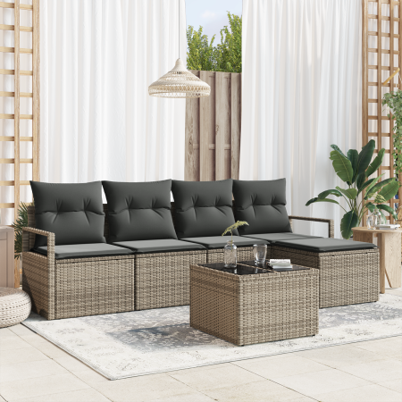 Conjunto de Sofá de Jardín de 5 Piezas con Cojines Ratten Poliéster Negro | Foro24.es | Tu tienda online para hogar, jardín y más Foro24.es