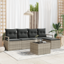 Conjunto de Sofá de Jardín de 6 Piezas con Cojines Gris Poliratán | Foro24.es | Tu tienda online para hogar, jardín y más Foro24.es