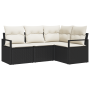 Conjunto de Sofá de Jardín de 4 Piezas con Cojines Negro Rattan de Polietileno de , Sofás de exterior - Ref: Foro24-3355026, ...