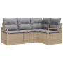 Conjunto Sofá de Jardín de 4 Piezas con Cojines Beige Poliratán von , Outdoor-Sofas - Ref: Foro24-3355029, Preis: 341,63 €, R...