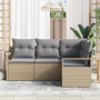 Conjunto Sofá de Jardín de 4 Piezas con Cojines Beige Poliratán von , Outdoor-Sofas - Ref: Foro24-3355029, Preis: 341,63 €, R...