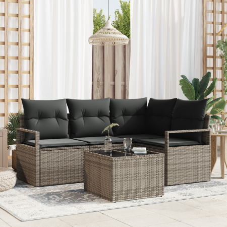 Juego de Sofá de Jardín de 4 Piezas con Cojines Ratán Poliéster Negro by , Outdoor sofas - Ref: Foro24-3355038, Price: 381,94...