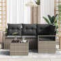 Juego de Sofá de Jardín de 4 Piezas con Cojines Ratán Poliéster Negro by , Outdoor sofas - Ref: Foro24-3355038, Price: 381,94...