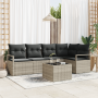 Conjunto de Sofá de Jardín  de 6 Piezas con Cojines Gris Poliratán | Foro24.es | Tu tienda online para hogar, jardín y más Foro24.es