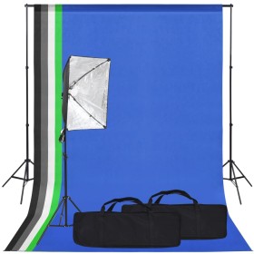 Kit de estudio fotográfico con softbox y fondo