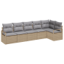 Juego de Sofá de Jardín de 6 Piezas con Cojines Beige Ratán Poliéster von , Outdoor-Sofas - Ref: Foro24-3355069, Preis: 431,5...