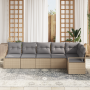 Juego de Sofá de Jardín de 6 Piezas con Cojines Beige Ratán Poliéster von , Outdoor-Sofas - Ref: Foro24-3355069, Preis: 431,5...