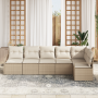 Conjunto de Sofá de Jardín de 6 Piezas con Cojines Beige Ratán Poliéster von , Outdoor-Sofas - Ref: Foro24-3355070, Preis: 49...