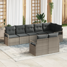 Juego de Sofá de Jardín de 8 piezas con Cojines Gris Ratán Poli by , Outdoor sofas - Ref: Foro24-3355098, Price: 611,69 €, Di...