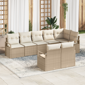 Juego de Sofá de Jardín de 8 Piezas con Cojines Beige Poliratán von , Outdoor-Sofas - Ref: Foro24-3355100, Preis: 647,79 €, R...