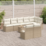 Juego de Sofá de Jardín de 9 Piezas con Cojines Beige Ratán by , Outdoor sofas - Ref: Foro24-3355110, Price: 689,36 €, Discou...