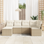 Conjunto de Sofá de Jardín de 6 Piezas con Cojines Beige de Ratán Poliéster | Foro24.es | Tu tienda online para hogar, jardín y más Foro24.es