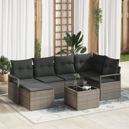 Conjunto de sofá de jardín  de 6 piezas con cojines Ratán Poliéster Negro | Foro24.es | Tu tienda online para hogar, jardín y más Foro24.es