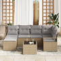 Conjunto de sofá de 7 piezas con cojines de ratán polimérico negro de , Sofás de exterior - Ref: Foro24-3355129, Precio: 475,...
