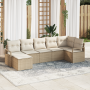 Conjunto de Sofás de Jardín de 7 Piezas con Cojines Beige Ratán Poliéster by , Outdoor sofas - Ref: Foro24-3355140, Price: 51...