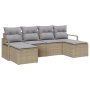 Conjunto de Sofá de Jardín de 6 Piezas con Cojines Beige Ratán Poliéster by , Outdoor sofas - Ref: Foro24-3355159, Price: 408...