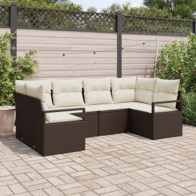 Conjunto de Sofá de Jardín de 6 Piezas con Cojines Marrón Poliratán von , Outdoor-Sofas - Ref: Foro24-3355187, Preis: 455,06 ...