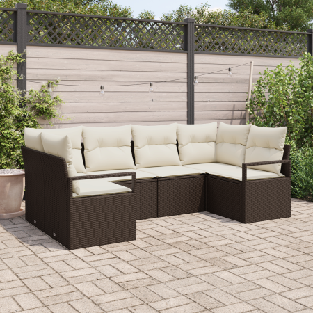 Conjunto de Sofá de Jardín de 6 Piezas con Cojines Marrón Poliratán von , Outdoor-Sofas - Ref: Foro24-3355187, Preis: 455,06 ...