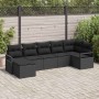 Conjunto de sofá de jardín 7 pcs Negro Poliratán