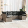 Set de Sofá de Jardín de 6 Piezas con Cojines Gris de Ratán Poliéster von , Outdoor-Sofas - Ref: Foro24-3355188, Preis: 440,5...