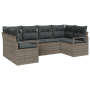 Set de Sofá de Jardín de 6 Piezas con Cojines Gris de Ratán Poliéster von , Outdoor-Sofas - Ref: Foro24-3355188, Preis: 440,5...